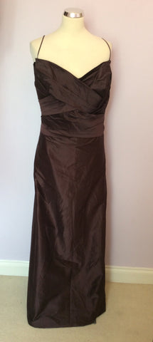 Monsoon Dark Brown Cotton & Silk Evening Dress Size 22 - Whispers Dress Agency - Sold - 1