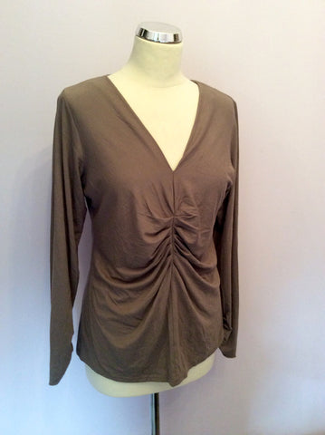 Nougat Light Brown Stretch Long Sleeve Top Size 16 - Whispers Dress Agency - Womens Tops - 1