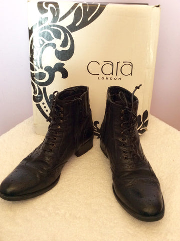 Cara London Black Leather Lace Up Ankle Boots Size 5/38 - Whispers Dress Agency - Sold - 1