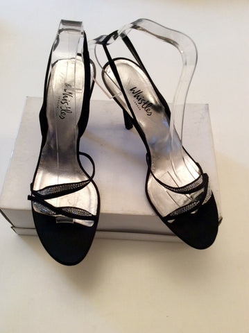 Whistles Black Diamanté Strap Slingback Sandals Size 7/40 - Whispers Dress Agency - Womens Sandals - 1