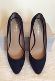 Carvela Navy Blue Suedette Wedge Heel Court Shoes Size 6/39 - Whispers Dress Agency - Sold - 4
