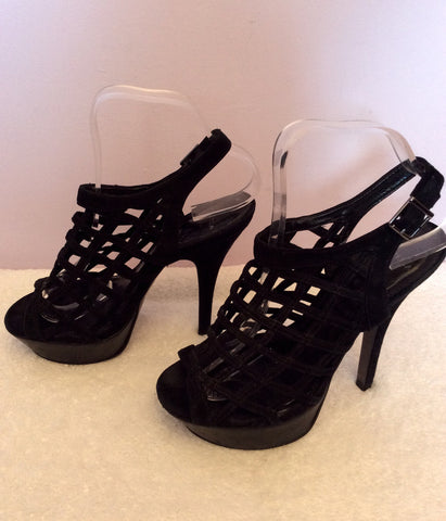 Carvela Black Suede Strappy Peeptoe Slingback Heels Size 5/38 - Whispers Dress Agency - Womens Heels - 3