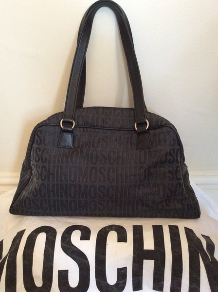 Moschino Dark Grey & Black Monogram Shoulder / Handbag - Whispers Dress Agency - Sold - 1