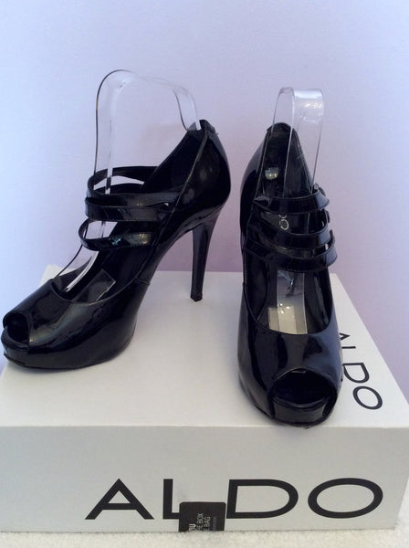 Aldo Black Patent Leather Peeptoe Mary Jane Heels Size 5/38 - Whispers Dress Agency - Womens Heels - 1