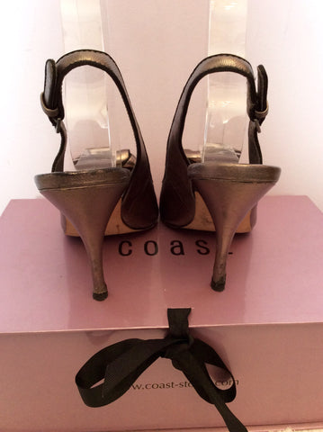Coast Alexis Pewter Leather Slingback Heels Size 4/37 - Whispers Dress Agency - Womens Heels - 3
