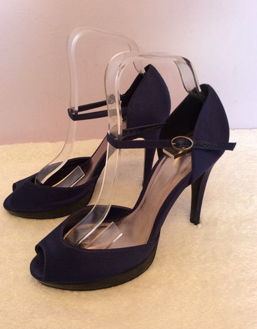 Monsoon Dark Blue Satin Peeptoe Satin Heels Size 5/38 - Whispers Dress Agency - Womens Heels - 2