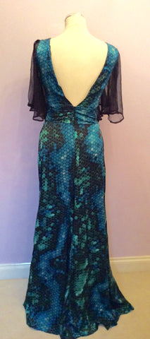 Brand new Biba blue & green silk beaded trim long dress size 8 - Whispers Dress Agency - Sold - 5