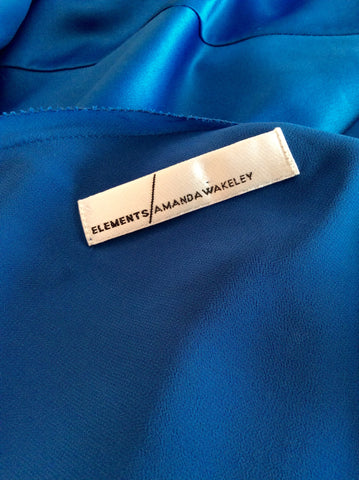 Amanda Wakeley Elements Blue Satin Wrap Style Dress Size 16 - Whispers Dress Agency - Womens Dresses - 4