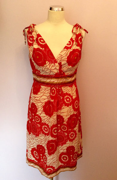 Dickins & Jones Red Floral Print Silk Dress Size 12 - Whispers Dress Agency - Sold - 1
