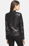 DESIGNER MAJE BLACK & SILVER SEQUINNED EVENING JACKET SIZE 40 UK 12 - Whispers Dress Agency - Womens Coats & Jackets - 2
