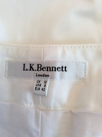 LK BENNETT WHITE COTTON CROP TROUSERS SIZE 12 - Whispers Dress Agency - Womens Trousers - 3