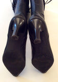 CLARKS BLACK LEATHER & SUEDE LACE UP TOPS KNEE LENGTH BOOTS SIZE 7/40 - Whispers Dress Agency - Womens Boots - 5