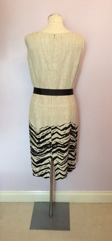 Hobbs Oatmeal Beige & Black  Flax (Linen) Dress Size 16 - Whispers Dress Agency - Sold - 2