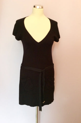 Karen Millen Black Tie Belt Long Jumper Size 10 - Whispers Dress Agency - Womens Knitwear - 1
