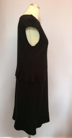 Joseph Black Wool Peplum Waist Dress Size 38 UK 10 - Whispers Dress Agency - Sold - 2