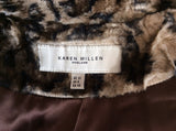 Karen Millen Brown Shaggy Lambswool Collar Leopard Print Coat Size 12 - Whispers Dress Agency - Sold - 5
