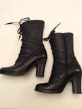 Office Black Lace Up Calf Length Boots Size 5/38 - Whispers Dress Agency - Sold - 2