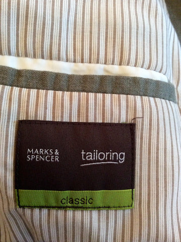 Marks & Spencer Khaki Linen Blend Suit Size 48L/ 40W/ 31L - Whispers Dress Agency - Sold - 4