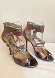 Jimmy Choo Bronze,Snakeskin & Dusky Pink Leather & Suede Sandals Size 4.5/37.5 - Whispers Dress Agency - Sold - 2