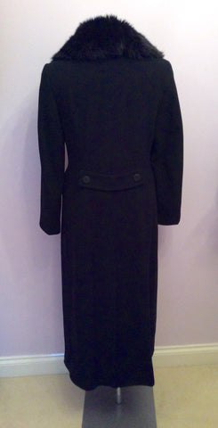 Minuet Black Detachable Fur Collar Wool & Cashmere Blend Coat Size 10 - Whispers Dress Agency - Sold - 3