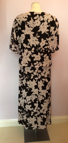 Vintage Jaeger Black & Pink Floral Print Top & Skirt Size 18 - Whispers Dress Agency - Womens Vintage - 2