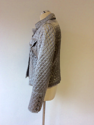 LORI ANN MONTREAL SILVER QUILTED JACKET SIZE 14 - Whispers Dress Agency - Womens Coats & Jackets - 2