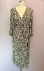 Planet Black & White Print Wrap Dress Size 10 - Whispers Dress Agency - Womens Dresses - 1