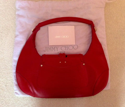 Jimmy Choo Red Leather Harp Bag - Whispers Dress Agency - Sold - 3