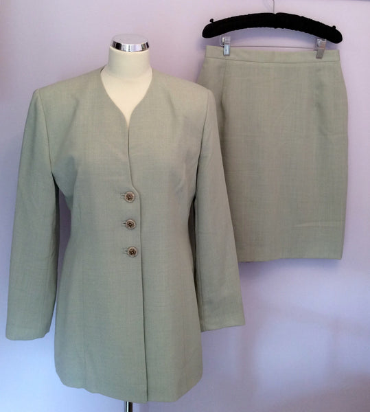 Jacques Vert Light Green Wool Blend Skirt Suit Size 12 - Whispers Dress Agency - Womens Suits & Tailoring - 1
