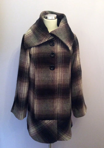 SOPHIE GREY PURPLE,GREY & CREAM CHECK COAT SIZE 12 - Whispers Dress Agency - Womens Coats & Jackets - 1