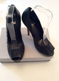 ALL SAINTS BLACK LEATHER PEEPTOE HEELS SIZE 6/39 - Whispers Dress Agency - Womens Heels - 3