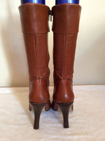 Logo 69 Tan Brown Leather Calf Length Boots Size 5/38 - Whispers Dress Agency - Womens Boots - 4