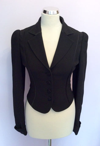 TEMPERLEY BLACK & SILK TRIM FITTED JACKET SIZE 8 - Whispers Dress Agency - Womens Suits & Tailoring - 1