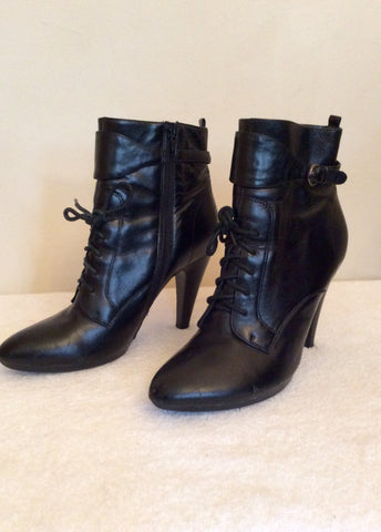 Jane Shilton Black Leather Lace Up Ankle Boots Size 3.5/36 - Whispers Dress Agency - Womens Boots - 1