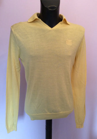 Crombie Yellow Wool Collared Long Sleeve Jumper Size L - Whispers Dress Agency - Mens Knitwear - 1
