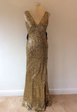 NAZZ COLLECTION GOLD SEQUINED WITH BLACK BOW LONG EVENING DRESS SIZE 12 - Whispers Dress Agency - Sold - 3