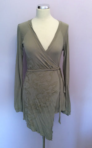 St Martins Light Green & Gold Print Wrap Around Top Size M - Whispers Dress Agency - Womens Tops - 1