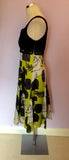 Coast Black & Lime Green Print Silk Dress Size 12 - Whispers Dress Agency - Sold - 3