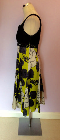 Coast Black & Lime Green Print Silk Dress Size 12 - Whispers Dress Agency - Sold - 3