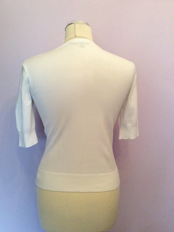 Laura Ashley White Short Sleeve Cardigan Size 10 - Whispers Dress Agency - Womens Knitwear - 2