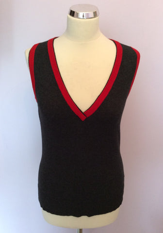 Brand New Betty Barclay Dark Grey & Red Trim Tanktop Size 10 - Whispers Dress Agency - Womens Knitwear - 1