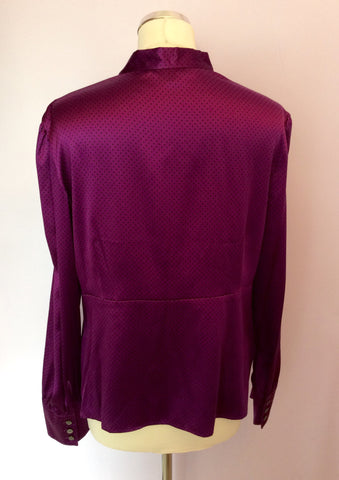 Brand New Laura Ashley Magenta Spotted Tie Neck Blouse Size 16 - Whispers Dress Agency - Sold - 2