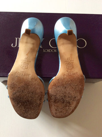 Jimmy Choo Light Blue Strappy Heeled Mule Sandals Size 4/37 - Whispers Dress Agency - Womens Heels - 4