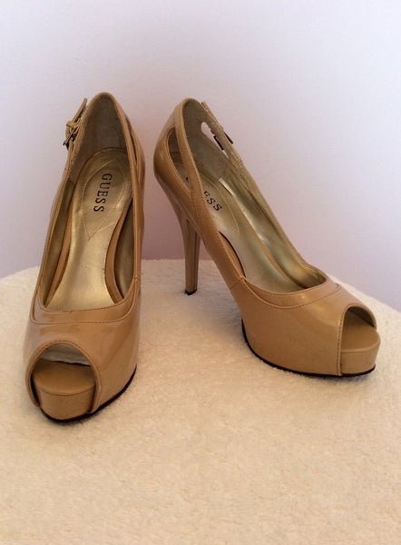 Guess Camel Patent Peeptoe Heels Size 6/39 - Whispers Dress Agency - Sold - 1