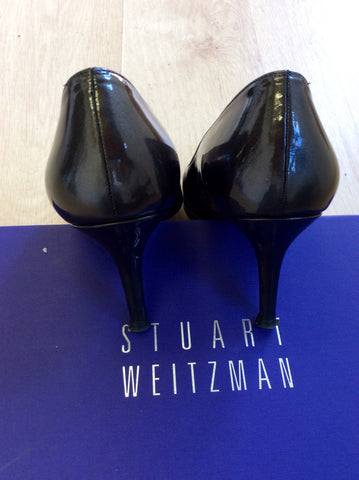 STUART WEITZMAN FOR RUSSELL & BROMLEY DARK GREY PATENT LEATHER HEELS SIZE 6/39 - Whispers Dress Agency - Sold - 5