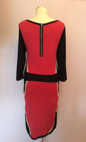 Phase Eight Pink, Black & Silver Trim Knit Dress Size 12 - Whispers Dress Agency - Womens Dresses - 3