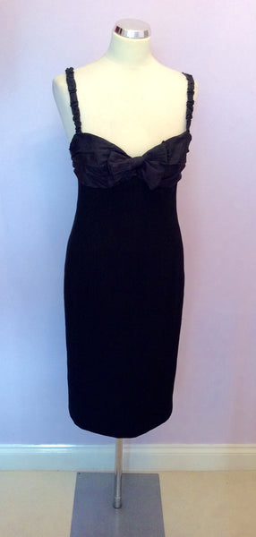 Moschino Cheap And Chic Black Bow Trim Strappy Pencil Dress Size 12 - Whispers Dress Agency - Sold - 1