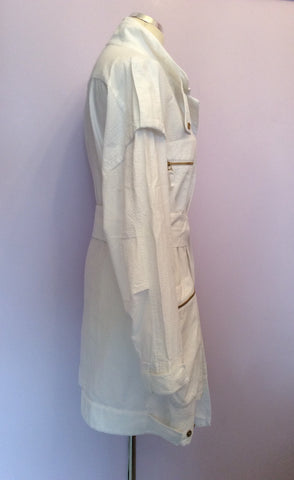 Jaeger White Cotton Zip & Popper Fasten Jacket Size L - Whispers Dress Agency - Womens Coats & Jackets - 3