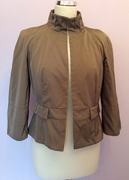 Karen Millen Light Brown Hook & Eye Fasten Jacket Size 12 - Whispers Dress Agency - Sold - 1