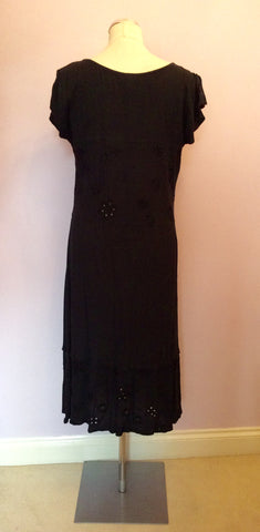 Ghost Black Scoop Neck Embroidered Dress Size M - Whispers Dress Agency - Sold - 5